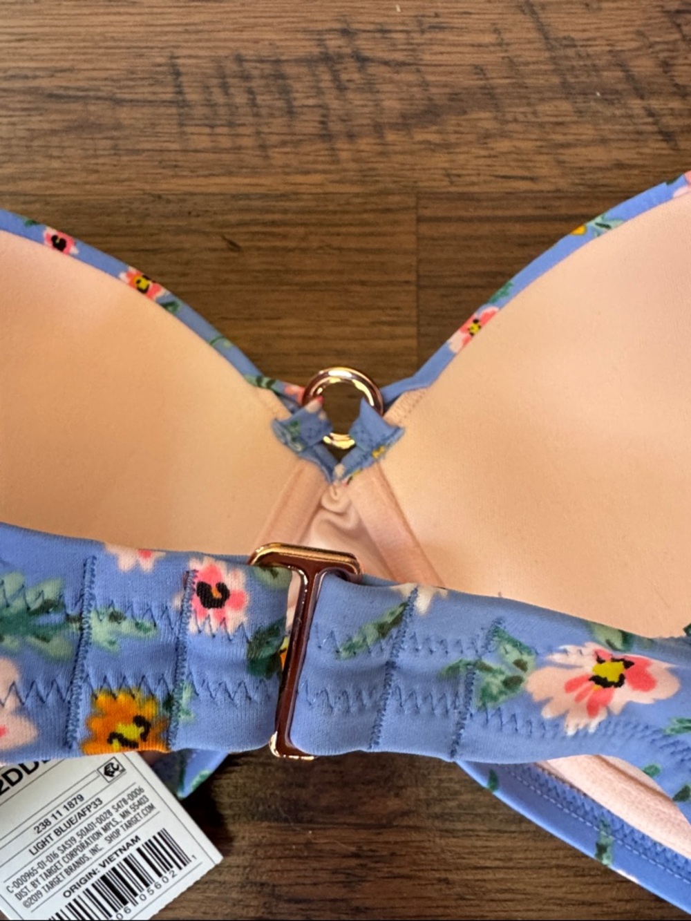 Shade & Shore Women's Light Lift Bikini Top Blue Floral Underwire Size 32DDD - Picture 5 of 6